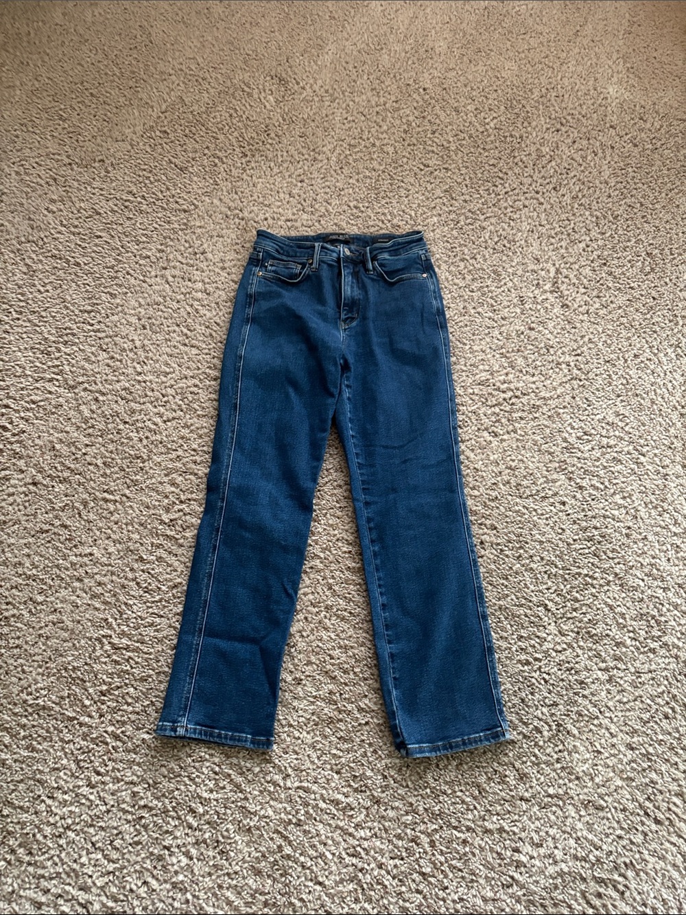 Classic High-Rise Straight Leg Jeans in Dark Blue
